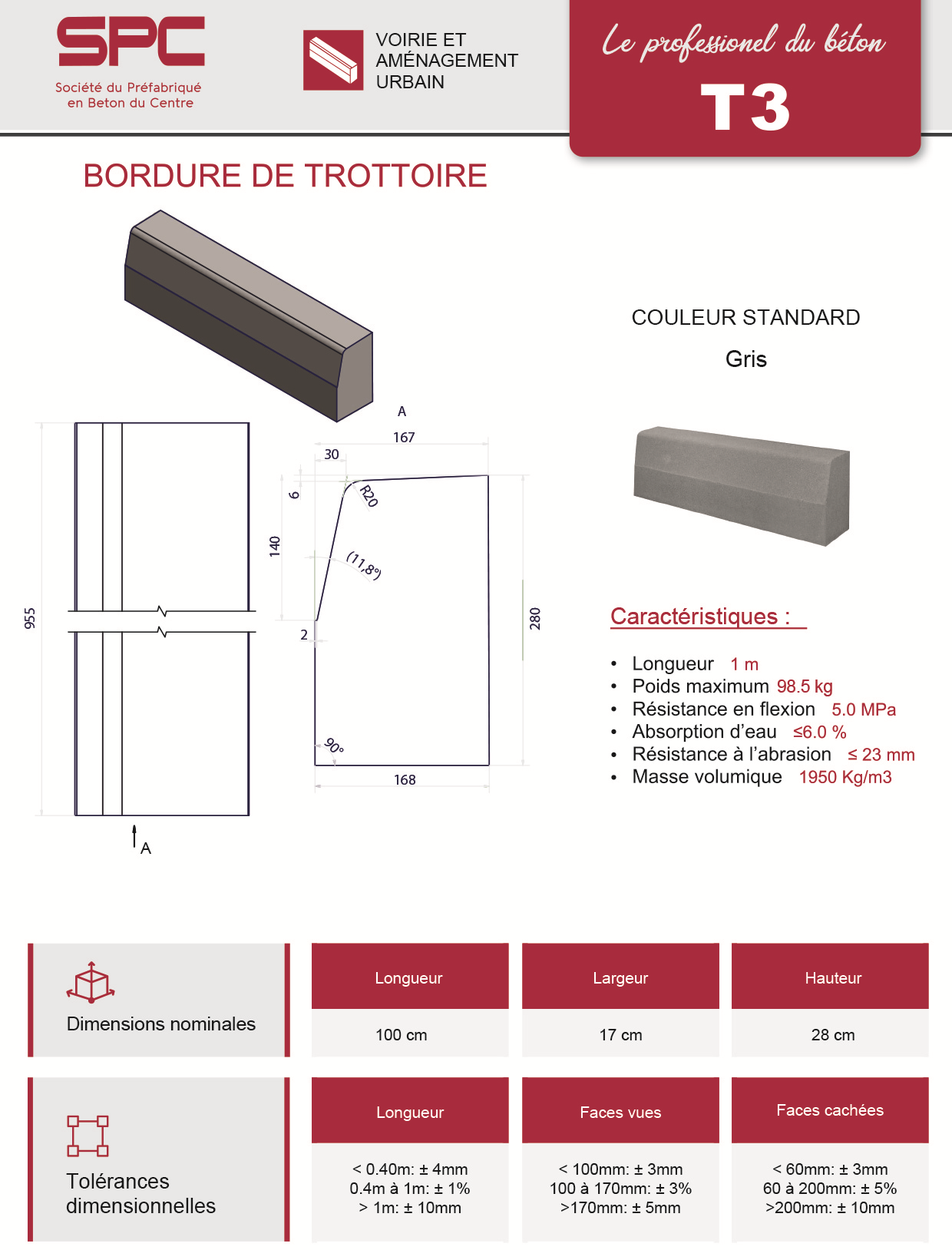 Bordure de Trottoir T3